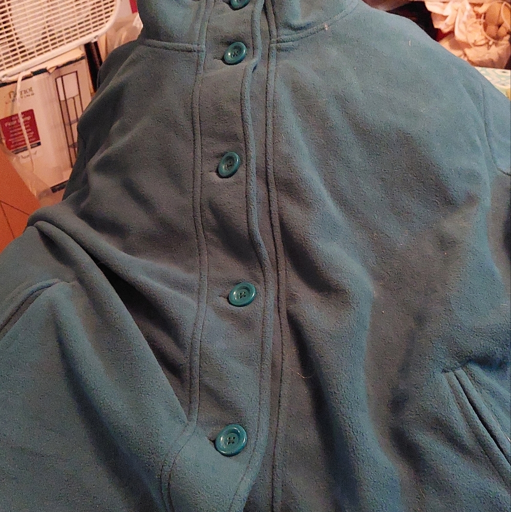 Woman within women's plus size fleece swing funnel-neck coat